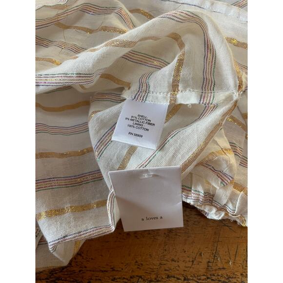 NWT Womens A Loves A Cream Metallic Striped Long Sleeve Mock Neck Blouse M - Picture 6 of 10